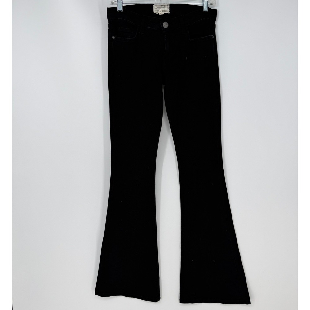 Current/Elliott The Low Bell Jeans Womens 28 Black Flare Slim 70s Low Rise Boho